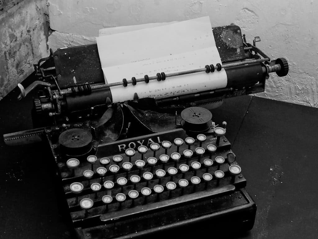 typewriter at the old nick building in Gainsborough