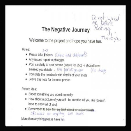 negative journey ends - Copy of the welcome letter enclosed with the camera